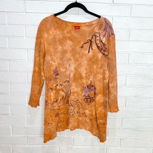 Glima 3/4 sleeve asymmetrical blouse Orange large